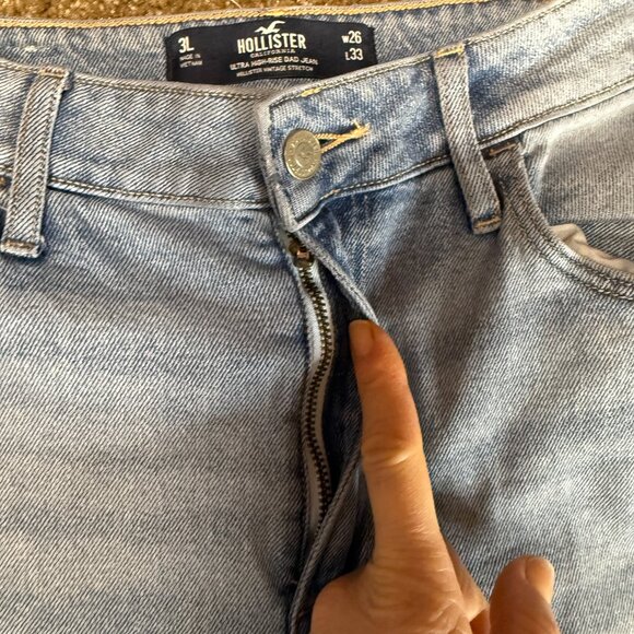 Hollister Dad Jeans Womens 3L 26x33 Blue Cotton Vintage Stretch Ultra High Rise - Picture 7 of 15